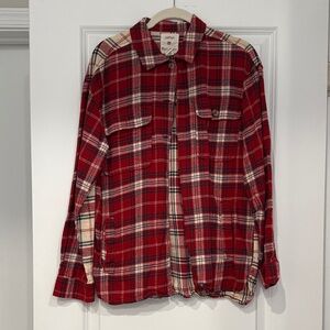 Japna Red and Cream Plaid Button Down Shirt